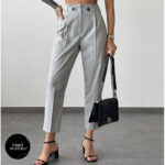 شلوار پارچه ای طوسی مام استایل bisou