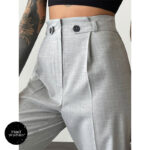 شلوار پارچه ای طوسی مام استایل bisou - Image 2