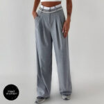 شلوار پارچه ای طوسی BISOU