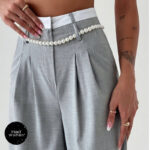 شلوار پارچه ای طوسی BISOU - Image 2