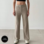 شلوار کرم کمربنددار BISOU